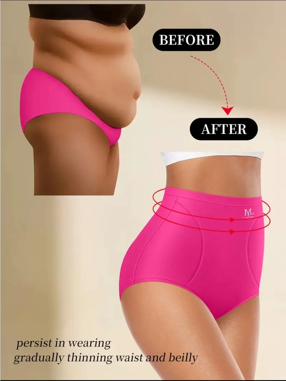 🆕👙 (2) High-Waist Pink Shaping Panty - Breathable Comfort 2 pieces